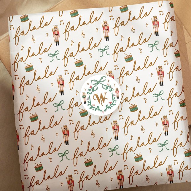 Papel De Seda Fa La Girly Navidades Nutcracker Bow Music (Fa La La Girly Christmas Nutcracker Bow Music Tissue Paper)