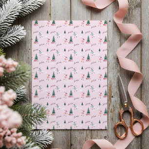 Papel De Seda Fa La La Elfo Rosa Lindo Patinando sobre Hielo en 