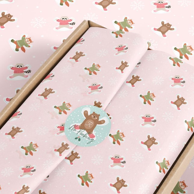 Papel De Seda Fa La La Snow Angel Woodland Animales Fun Winter (Fa La La Snow Angel Woodland Animals Fun Winter Pink Tissue Paper)