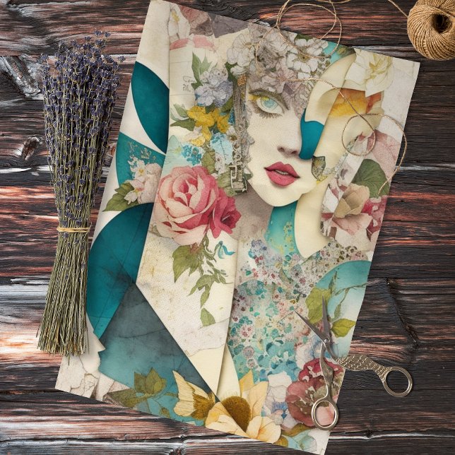 Papel De Seda Face Floral Mezcla de medios Collage Ephemera Deco (Subido por el creador)