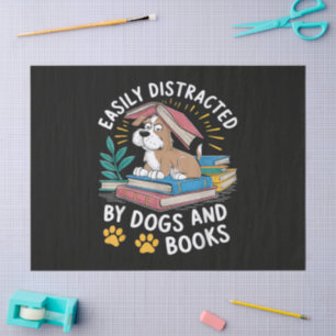 Papel De Seda Fácilmente Distraído por Perros y Libros Mascotas