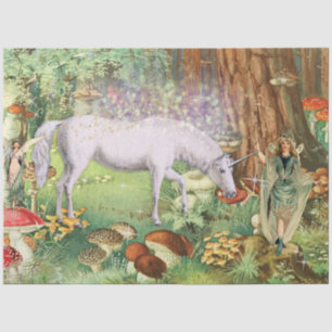 Papel De Seda Fairies Encantadas Bosques Bosques Unicornio Decou