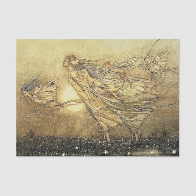 Papel De Seda "Fairies in Kensington Gardens" de Arthur Rackham (Anverso)