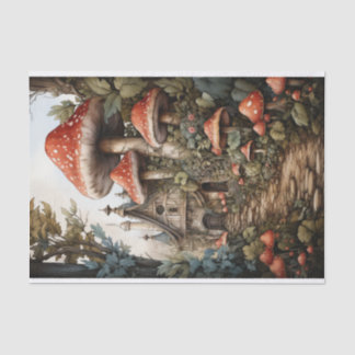 Papel De Seda Fairy Mushroom Village Decoupage Halloween Floral