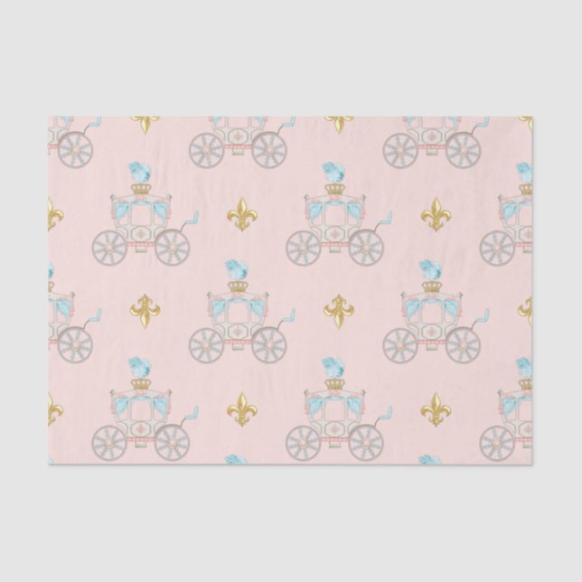 Papel De Seda Fairytale Princess Carriage Rubor Gold Aqua (Anverso)