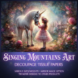 Papel De Seda Fairytale Secret Garden Unicorn Girl Decoupage 