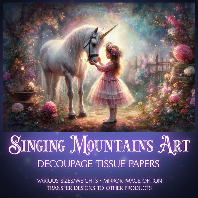 Papel De Seda Fairytale Secret Garden Unicorn Girl Decoupage  (Subido por el creador)