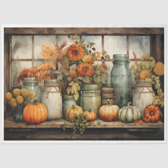 Papel De Seda Fall Mason Jars (Anverso)