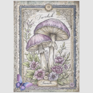 Papel De Seda Fallo Denim & Lace Fantasy Mushroom Decoupage