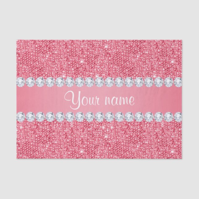 Papel De Seda Falsas secuelas rosadas y diamantes (Anverso)