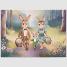 Papel De Seda Familia conejo de Pascua persiguiendo huevos - acu