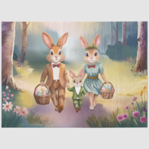 Papel De Seda Familia de conejos de Pascua cazando huevos - Acua