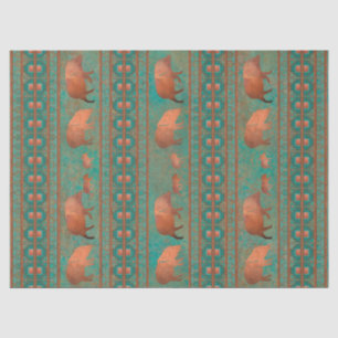 Papel De Seda Familia de Javelina Linda del Suroeste Cobre Teal