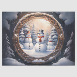 Papel De Seda Familia de muñeco de nieve adorable en decoración 