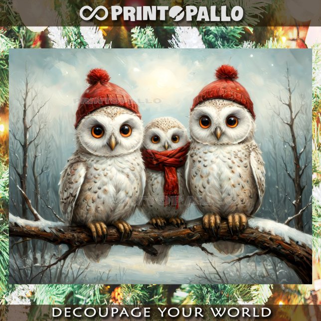 Papel De Seda Familia de Navidades felices de búho en una sucurs (Subido por el creador)