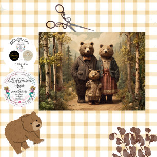 Papel De Seda Familia de osos decoupage Jason, Andrea y Alizabet