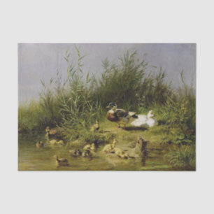 Papel De Seda Familia de patos en el estanque de Carl Jutz