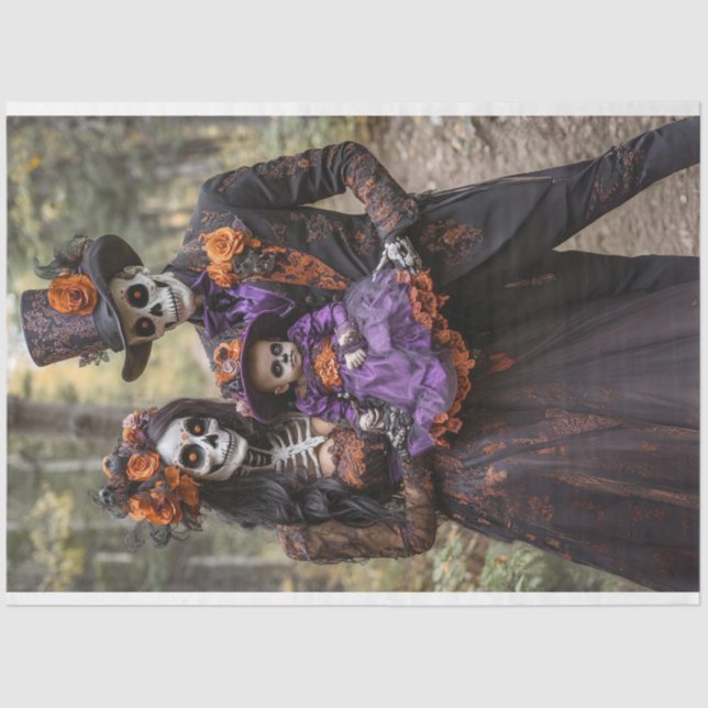 Papel De Seda Familia de Skeleton de Decoupage Scaselton (Anverso)