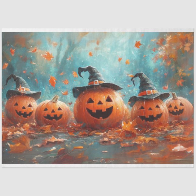 Papel De Seda Familia descompuesta de calabaza singulares Jack-o (Anverso)