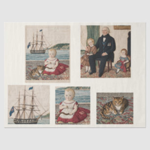 Papel De Seda Familia Naval Británica del Siglo XIX Decoupage