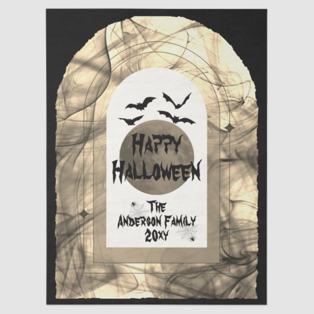 Papel De Seda Familia personalizado Spooky Luna Completa Feliz H (Anverso)