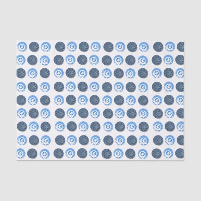 Papel De Seda Fancy Blue Buttons White  (Anverso)