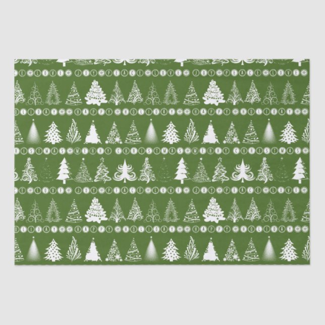Papel De Seda Fancy Christmas Tree Green (Anverso)