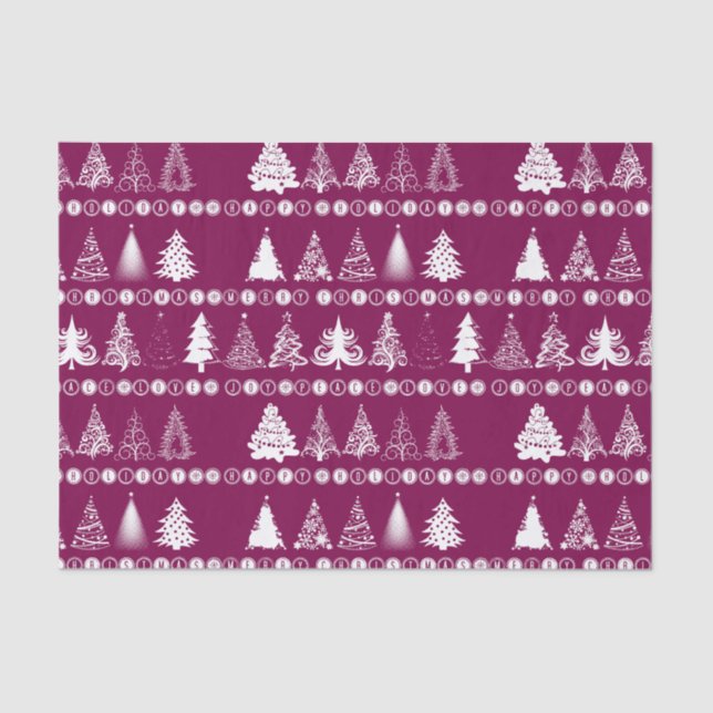 Papel De Seda Fancy Christmas Tree Purple Tissue Paper (Anverso)