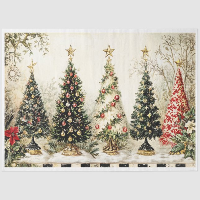 Papel De Seda Fancy Christmas Trees (Anverso)