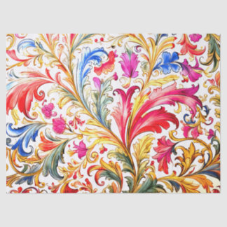 Papel De Seda Fancy Florentine Design Watercolor Leaves