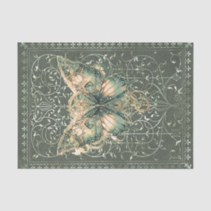 Papel De Seda Fancy Green Steampunk Butterfly