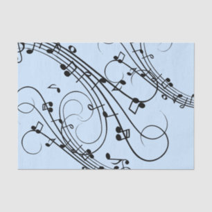Papel De Seda Fancy Music Notes Blue