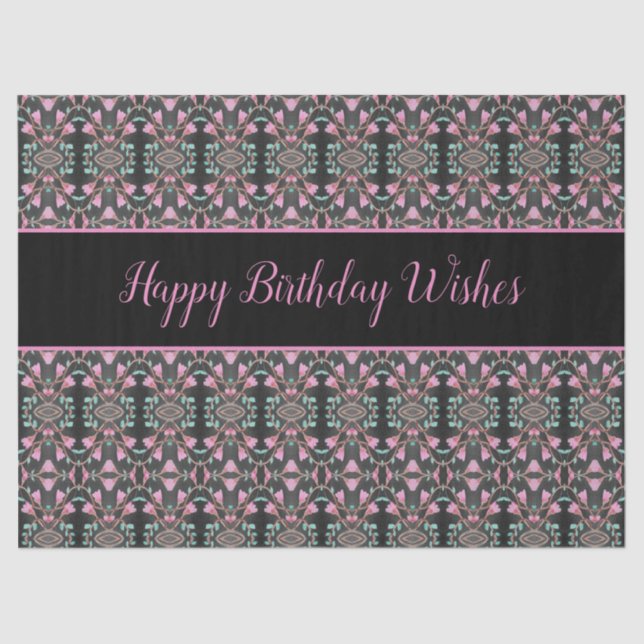 Papel De Seda Fancy Tissue Paper con buenos deseos de cumpleaños (Anverso)