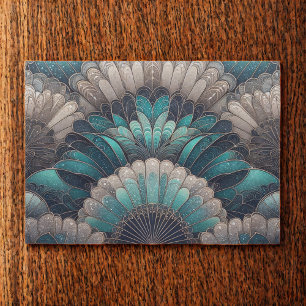 Papel De Seda Fans de Art Nouveau Blue and Silver