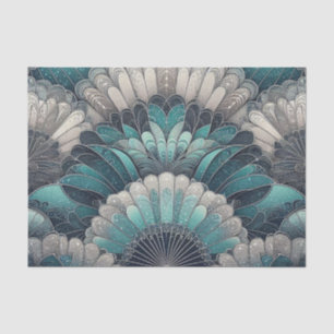Papel De Seda Fans de Art Nouveau Blue and Silver