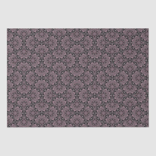 Papel De Seda Fans de Dusky Rosa Fronds Dot Mandala Art Deco (Anverso)