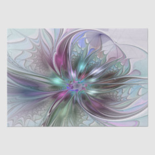 Papel De Seda Fantasía abstracta moderna y colorida de flor frac
