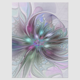 Papel De Seda Fantasía abstracta moderna y colorida de flor frac