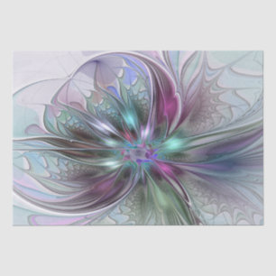 Papel De Seda Fantasía abstracta moderna y colorida de flor frac