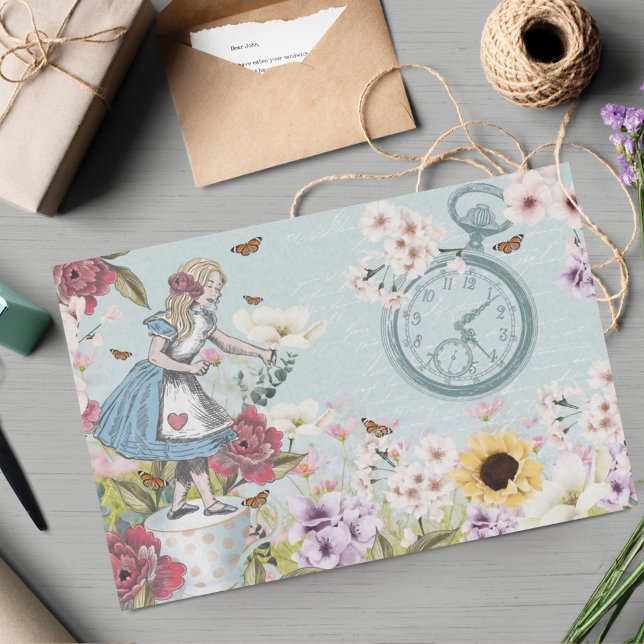 Papel De Seda Fantasía Alicia En Maravilla Magia Floral Meadow (Subido por el creador)