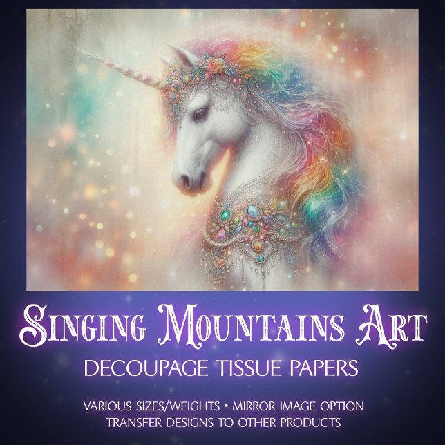 Papel De Seda Fantasia Arcoíris Unicornio Decorativo Decoupage  (Subido por el creador)