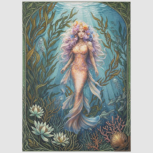 Papel De Seda Fantasía Art Nouveau Sirena Decoupage
