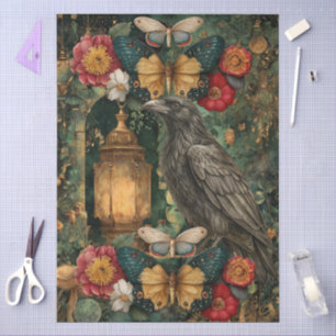 Papel De Seda Fantasía Caprichosa Gótica Cuervo & Arte de Collag