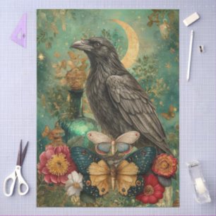Papel De Seda Fantasía Caprichosa Gótica Cuervo & Arte de Collag