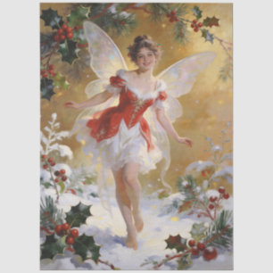 Papel De Seda Fantasia Caprichosa Hada Invernal Rojo Acebo TMF26