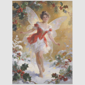 Papel De Seda Fantasia Caprichosa Hada Invernal Rojo Acebo TMF26