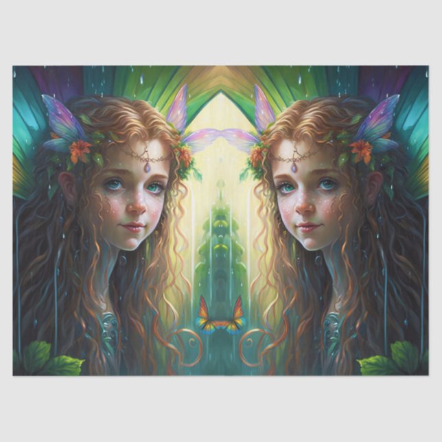 Papel De Seda Fantasía Chica de hadas del arcoiris (Anverso)