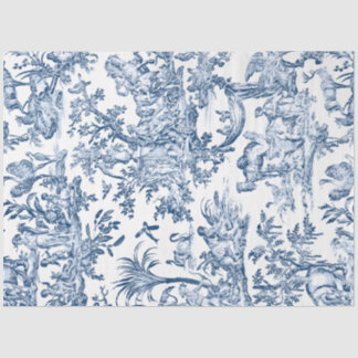 Papel De Seda Fantasía Criaturas Míticas Vintage Toile-Blue