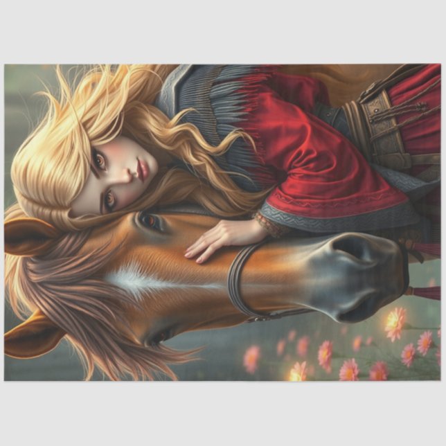 Papel De Seda Fantasía de caballos y compañeros (Anverso)