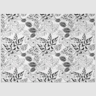 Papel De Seda Fantasía de hadas esbozada deja flores plantas mys